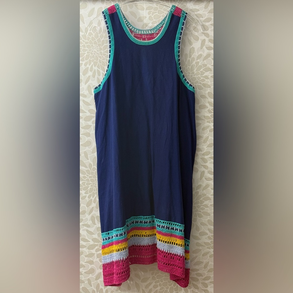 Akemi + Kin Anthro Women’s L Colorful Crochet Trim Sleeveless Swing Dress